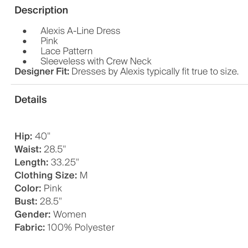 Alexis A Line Pink Dress , M size, used - Picture 4 of 4